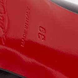 Pre Owned حذاء كعب عالي كريستيان لوبوتان ليدي جلد أسود لامع مقدمة مفتوحة نعل سميك مقاس 39