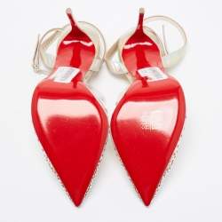 مملوكة مسبقًا Christian Louboutin Multicolor Iridescent Leather and PVC Spikaqueen Ankle-Strap Pumps Size 39