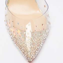 مملوكة مسبقًا Christian Louboutin Multicolor Iridescent Leather and PVC Spikaqueen Ankle-Strap Pumps Size 39