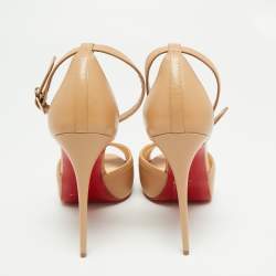 Pre Owned صندل كريستيان لوبوتان فيري كاثي جلد بيج بحزام كاحل مقاس 40