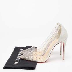Pre Owned Christian Louboutin Silver Glitter and PVC Strass Degrastrassista Pointed-Toe Pumps Size 40.5