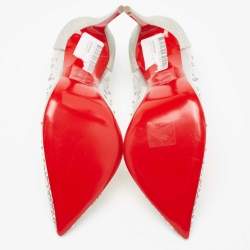 Pre Owned Christian Louboutin Silver Glitter and PVC Strass Degrastrassista Pointed-Toe Pumps Size 40.5