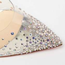 Pre Owned Christian Louboutin Silver Glitter and PVC Strass Degrastrassista Pointed-Toe Pumps Size 40.5