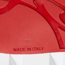 Pre Owned Christian Louboutin White Leather Spikita Cool Platform Sandals Size 37