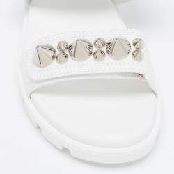 Pre Owned Christian Louboutin White Leather Spikita Cool Platform Sandals Size 37
