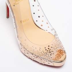 Pre Owned حذاء كعب عالي كريستيان لوبوتان فيري ستراس بي في سي وجلد مرصع مقاس 37