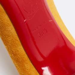 Pre Owned Christian Louboutin Bright Orange Suede Corneille Pumps Size 38.5