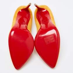 Pre Owned Christian Louboutin Bright Orange Suede Corneille Pumps Size 38.5
