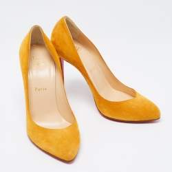Pre Owned Christian Louboutin Bright Orange Suede Corneille Pumps Size 38.5