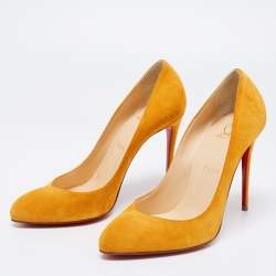 Pre Owned Christian Louboutin Bright Orange Suede Corneille Pumps Size 38.5