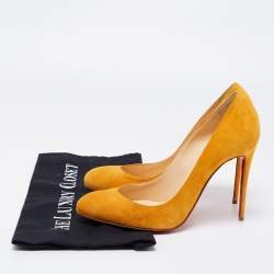 Pre Owned Christian Louboutin Bright Orange Suede Corneille Pumps Size 38.5