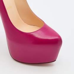 Pre Owned Christian Louboutin Pink Leather Daffodile Platform Pumps Size 39.5