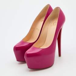 Pre Owned Christian Louboutin Pink Leather Daffodile Platform Pumps Size 39.5