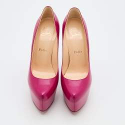 Pre Owned Christian Louboutin Pink Leather Daffodile Platform Pumps Size 39.5
