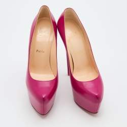 Pre Owned Christian Louboutin Pink Leather Daffodile Platform Pumps Size 39.5