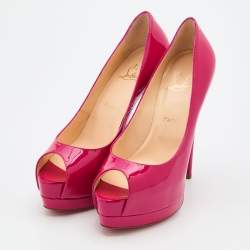 Pre Owned Christian Louboutin Pink Patent Leather Palais Royal Platform Pumps Size 39.5