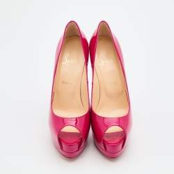 Pre Owned Christian Louboutin Pink Patent Leather Palais Royal Platform Pumps Size 39.5