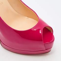 Pre Owned Christian Louboutin Pink Patent Leather Palais Royal Platform Pumps Size 39.5