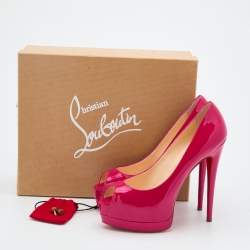 Pre Owned Christian Louboutin Pink Patent Leather Palais Royal Platform Pumps Size 39.5