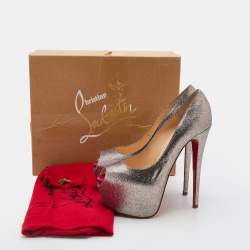 Pre Owned Christian Louboutin Multicolor Glitter Highness Peep Toe Platform Pumps Size 39.5