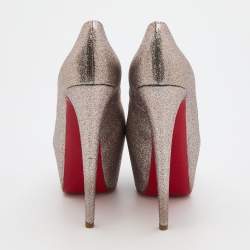 Pre Owned Christian Louboutin Multicolor Glitter Highness Peep Toe Platform Pumps Size 39.5