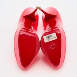 Pre Owned Christian Louboutin Neon Pink Leather Troca Peep Toe Platform Pumps Size 40