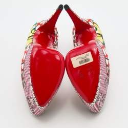 Pre Owned حذاء كعب عالي كريستيان لوبوتان دافوديل قماش مطبوع متعدد الألوان مقاس 40