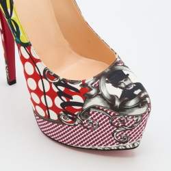 Pre Owned حذاء كعب عالي كريستيان لوبوتان دافوديل قماش مطبوع متعدد الألوان مقاس 40