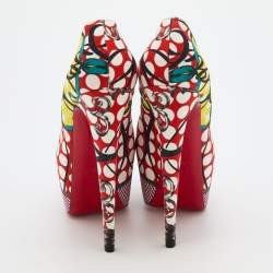 Pre Owned حذاء كعب عالي كريستيان لوبوتان دافوديل قماش مطبوع متعدد الألوان مقاس 40