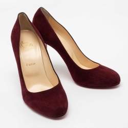 مملوكة مسبقًا حذاء كعب عالي كريستيان لوبوتان رون رون سويدي عنابي مقاس 41