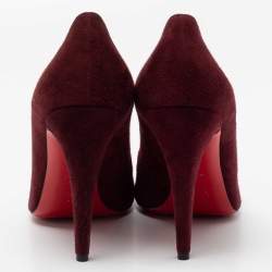 مملوكة مسبقًا حذاء كعب عالي كريستيان لوبوتان رون رون سويدي عنابي مقاس 41