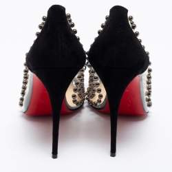 Pre Owned Christian Louboutin Transparent/Black Studded PVC, Suede and Patent Leather Bille Et Boule Pumps Size 41