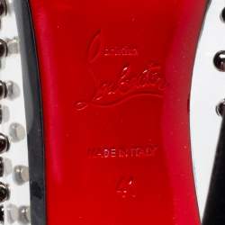 Pre Owned Christian Louboutin Transparent/Black Studded PVC, Suede and Patent Leather Bille Et Boule Pumps Size 41