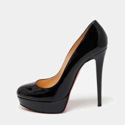 Pre Owned Christian Louboutin Black Patent Leather Bianca Platform Pumps Size 40