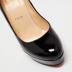 Pre Owned Christian Louboutin Black Patent Leather Bianca Platform Pumps Size 40