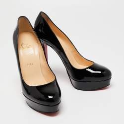 Pre Owned Christian Louboutin Black Patent Leather Bianca Platform Pumps Size 40