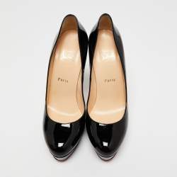 Pre Owned Christian Louboutin Black Patent Leather Bianca Platform Pumps Size 40