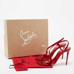 Pre Owned Christian Louboutin Red Patent Leather Rosalie Sandals Size 39