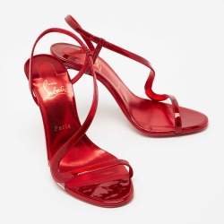 Pre Owned Christian Louboutin Red Patent Leather Rosalie Sandals Size 39