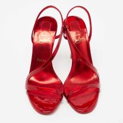 Pre Owned Christian Louboutin Red Patent Leather Rosalie Sandals Size 39