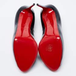 Christian Louboutin Black Patent Leather New Very Prive Peep-Toe Pumps Size 40.5