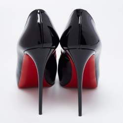 Christian Louboutin Black Patent Leather New Very Prive Peep-Toe Pumps Size 40.5