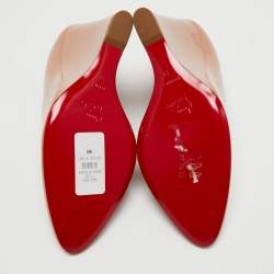 Pre Owned Christian Louboutin Beige Patent Leather Wedge Pumps Size 39