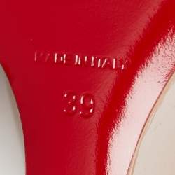 Pre Owned Christian Louboutin Beige Patent Leather Wedge Pumps Size 39