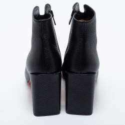 Pre Owned Christian Louboutin Black Leather Castarika Ankle Boots Size 38.5
