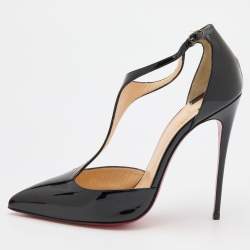 Christian Louboutin Black Patent Leather J String Pumps Size 38