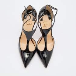 Christian Louboutin Black Patent Leather J String Pumps Size 38