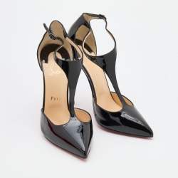 Christian Louboutin Black Patent Leather J String Pumps Size 38