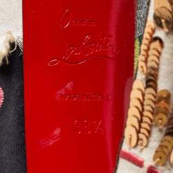 Pre Owned Christian Louboutin Multicolor Satin and Canvas Daffodile 160 Brodee Crepe Pumps Size 38.5