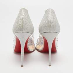 مملوكة مسبقًا Christian Louboutin Silver Glitter and PVC Degrastrass Pumps Size 39